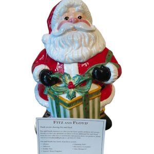 NWT 2004 Fitz and Floyd Christmas Santa Elf Cookie Jar